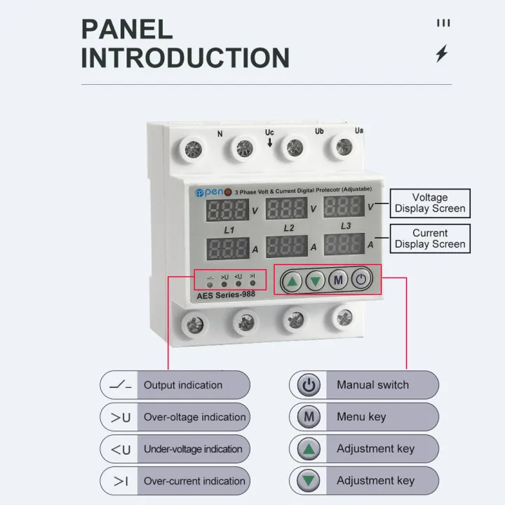 Three%20Phase%20Adjustable%20Over%20and%20Under%20Voltage%20Protector%203%20Phase%20Automatic%20Recovery%20Protective%20Device%20Reset%2063A%20380V%20-%20Image%202