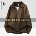 Men's Waffle Knit Polo Collar Sweatshirt Plus Size 6XL 7XL 8XL Heavyweight Polyester Blend Soft Breathable Anti-Pilling Casual Streetwear Pullover for All Seasons Black Coffee Apricot. 