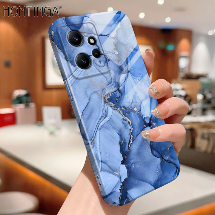 Hontinga for Redmi Note 12 4G Back Cover Luxury Marble All-inclusive Film Hard Phone Case Camera Protection Mobile Cover