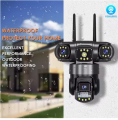 12MP 3-Lens Panorama 4G SIM / WiFi Outdoor Security Camera | PTZ IP CCTV with AI Human Detection, 360° View & HD Infrared Night Vision. 