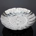 Durable Stainless Steel Folding Dish Steam Expandable Lotus Leaf Shape Steamer Plate Multi-Function Meat Steaming Tray Universal Pot Fit. 