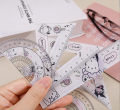 4 in 1 Cute Cartoon Ruler Stationery Set Multifunctional Combination Ruler Ruler Triangle Protractor Drawing. 