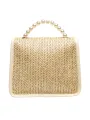Ladies Sweet Style Messenger Bag, Girls Creative Straw Braid Faux Pearl Hand Grip Handbag Chain Shoulder Bag for Dating Beach. 