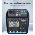 Professional 4-Channel USB Audio Mixer Console with Bluetooth, Recording Capabilities for DJs and PC Mixing. 