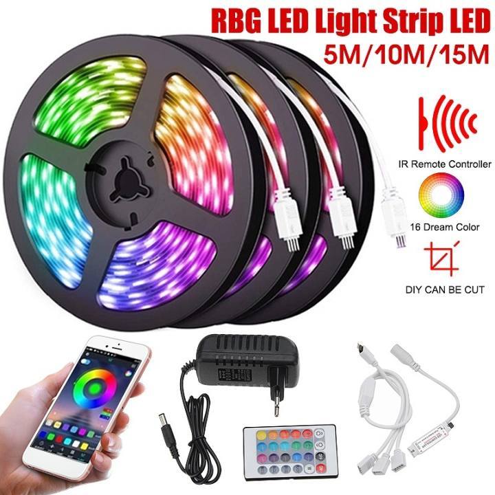 2835%20RGB%20LED%20Strip%20Light%20With%20Power%20Adapter%20300%20LEDs/5m%20DC%2012V%20High%20Lumen%20Flexible%20LED%20Diode%20Tape%20Ribbon%20Lamp%2024%20Key%20IR%20Remote%205M%20USB%20LED%20Light%20Strip%20Background%20Lighting%20RGB%20Backlight%20Remote%20Controller%20Lighting%20With%20Warranty%202M/5M%20-%20Image%205
