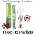 Sun Relax Citronella Mosquito Incense Sticks - 12 Packets 10 Sticks Each Mosquito & Dengue Killer. 