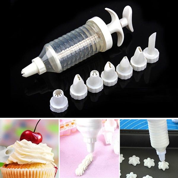 Cake Decoration With 8pc Moulds Nozzles Plastic Icing Piping