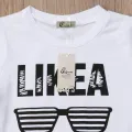 Toddler Baby Boy Short Sleeve Letters Gles T-shirt + Camouflage Long Pants Fashion 2Pcs Outfits Clothes The cotton content is greater than 50%. 