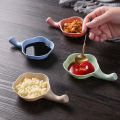 1/4pcs Mini Seasoning Bowl All-purpose Wheat Straw Seasoning Small Dish with Handle Sauce Vinegar Seasoning Dish Sauce Snack Plate. 