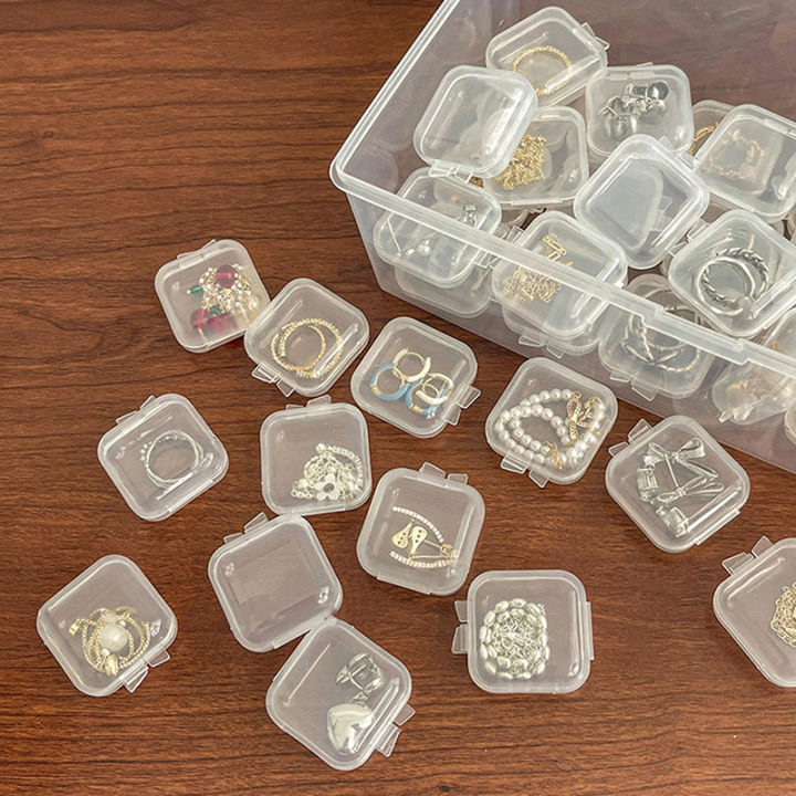 10PCS Mini Storage Box Transparent Square Plastic Box Empty Case with Lid Jewelry Packaging Storage for Tiny Bead Jewelry Earplugs Pills or Any Other Small Craft Gadgets GENGLI
