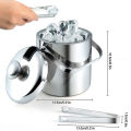 Double-Walled Ice Bucket with Lid, Stainless Steel, 1.3 Liter. 