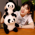 Artificial panda doll doll cute small fluffy round sitting posture national treasure plush toy rag doll. 