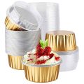 Dessert Cups With Lids Gold Aluminum Foil Baking Cups Holders Cupcake Bake Utility Ramekin Clear Pudding Cups. 