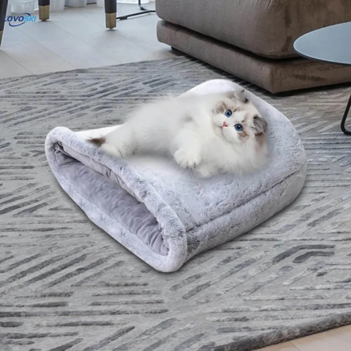 Cat%20Sleeping%20Bag%20Snooze%20Cat%20Half%20Covered%20Cave%20for%20Dog%20Puppy%20Pomeranian%20gray%20-%20Image%205
