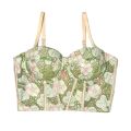 Floral all fresh lace sling inner wear mint mambo color matching high-end outer wear bra fishbone bra. 