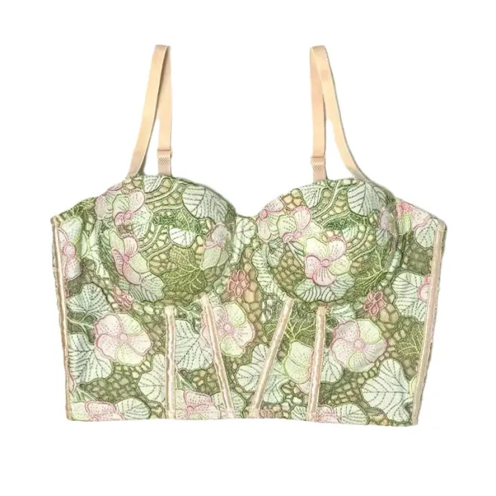 Floral%20all%20fresh%20lace%20sling%20inner%20wear%20mint%20mambo%20color%20matching%20high-end%20outer%20wear%20bra%20fishbone%20bra%20-%20Image%205