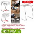 White Adjustable Portable Table-Mate II Tray Holder Large Folding Adjusting Convenient Move Moveable Table for Laptop Breakfast Food Cup Plate Paper Documents TV Television Electric Devices Work from Home Office Hospital Room Bed Kitchen Living Lifestyle. 