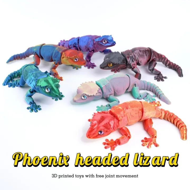 Creative PLA Plastic 3D Printed Lizard Model 6 Colors Multi-jointed ...