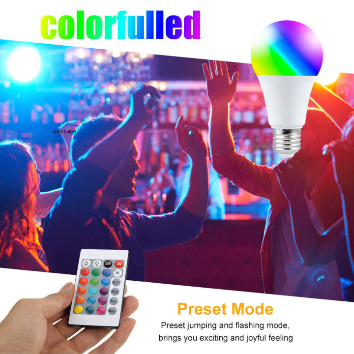 RGB LED E27 Bulb 16 Color Changeable 9W Magic Light With Remote Controller