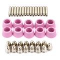 40 Pcs/Set of Plasma Cutting Machine Kit Electrode Nozzle Protective Cover Kit Suitable for AG60 SG55 Torch Accessories. 