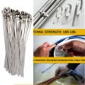 20 Pcs Metal Zip Ties / 11.8 304 Stainless Steel Exhaust Wrap Coated Locking Cable /zip Lock Release Wire Ties Tie. 