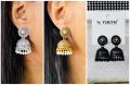 BOOM Gold, Silver, Black color cute jimmiky drop earring with white and black pearl and white stone for girl and women. 