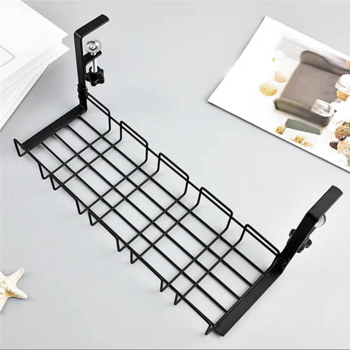 SRIWEN Under Table Storage Rack Metal Management Tray Home Office Desk ...