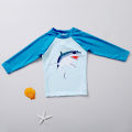 Yfashion 2pcs Kids Boys Cotton Shark Pattern Split Swimsuit Quick-drying Sun Protection Long Sleeve Swimming Suit. 
