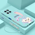 Honor X8b X7b X8a 5G X7a X6a Cute Stellalou Casing Square Edges Liquid Silicon Back TPU Soft Case with Lanyard Cover. 