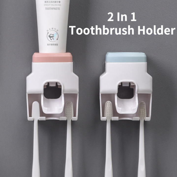 Wall Mount Toothpaste Holder Toothbrush Rack Toothpaste Squeezer ...