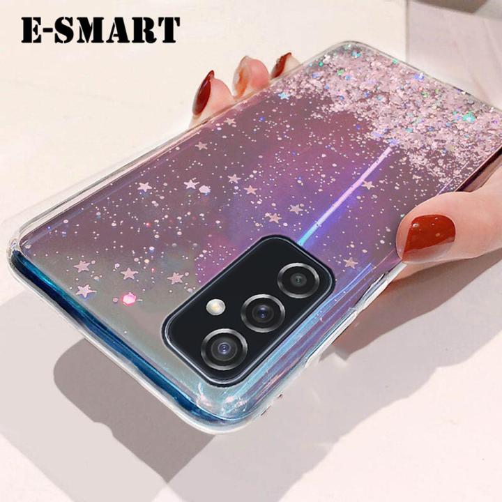 Phone Case Samsung Galaxy F23 Back Cover Glitter Silicone Soft Cases Starry Sky String Glitter Transparent Space Stars Moon Samsung F23 Case