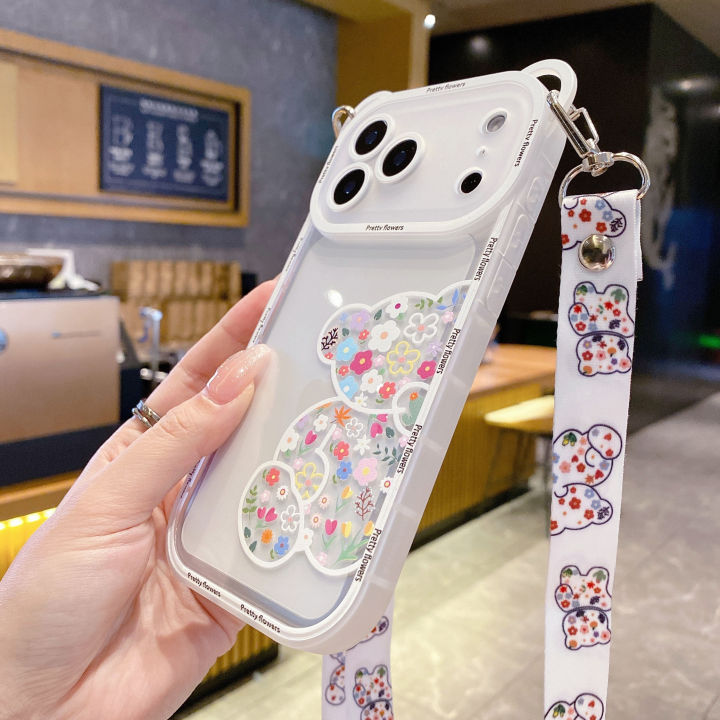 HOCE%20Cute%20Flower%20Bear%20Ear%20Crossbody%20Phone%20Cases%20For%20iPhone%2017%2016%2015%2013%2012%2011%2014%20Pro%20XS%20Max%20X%207%208%2014%2015%2016%20Plus%2017%20Air%20Case%20Lanyard%20Strap%20Shockproof%20Soft%20Cover%20-%20Image%203