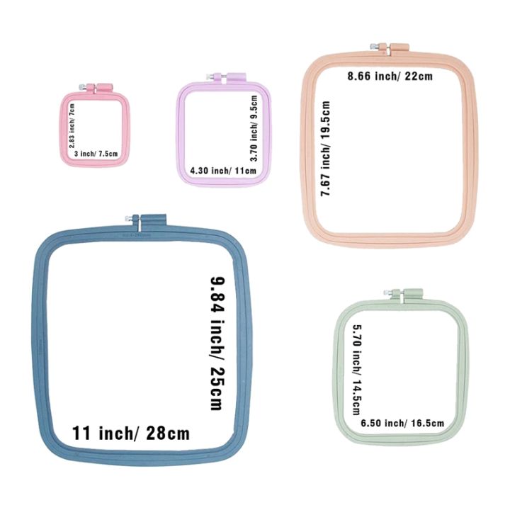 5%20Pcs%20Embroidery%20Hoop%20Rectangle%20Embroidery%20Frame%20Cross%20Stitch%20Hoop%20Sewing%20Tool%20for%20Art%20Craft%20Handy%20Sewing,with%20Needles%20-%20Image%203