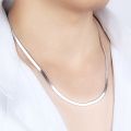 【BestGO】Copper Electroplating Necklace Men Women Short Clavicle Blade Chain Silver Jewelry Flat Snake Bone Chain. 