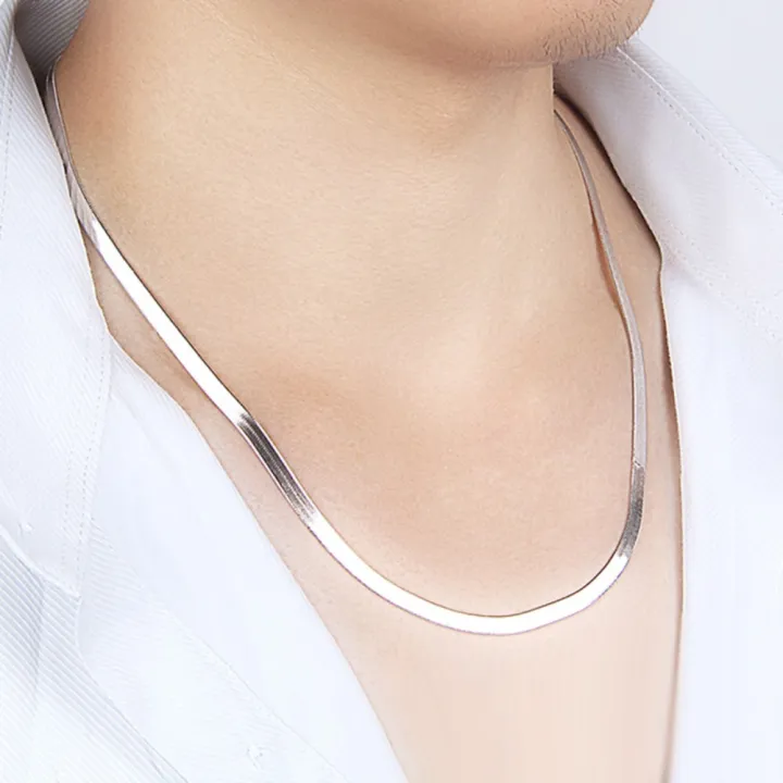 %E3%80%90BestGO%E3%80%91Copper%20Electroplating%20Necklace%20Men%20Women%20Short%20Clavicle%20Blade%20Chain%20Silver%20Jewelry%20Flat%20Snake%20Bone%20Chain%20-%20Image%203