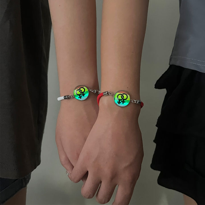 2pcs%20Sun%20and%20Moon%20Lovers%20Time%20Gem%20Luminous%20Couple%20Bracelet%20Valentine's%20Day%20Men's%20and%20Women's%20Set%20Stainless%20Steel%20Bracelet%20-%20Image%206