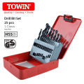 Drill Bits Set - 25Pcs - 1-13mm (Steel-Box) - HSS. 