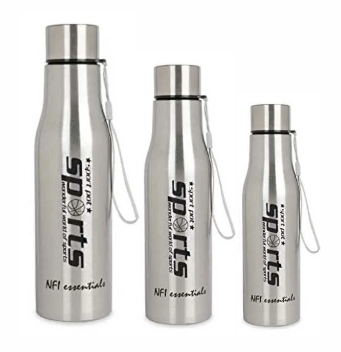 Sports Single Wall Glossy Stainless Steel Refrigerator Water Bottle (Steel) 500ML 750ml 1000ML Bottle