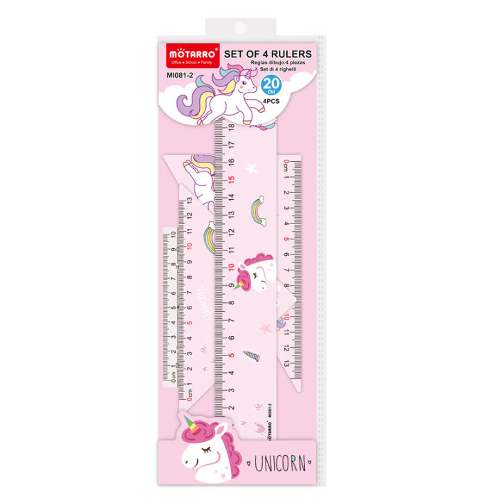 【FurryNest】4 1 Cute Cartoon Ruler Stationery Set Multifunctional Ruler ...