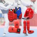 4 Pieces Karate Sparring Gear Thickened Boxing Gloves Vest XL Red. 