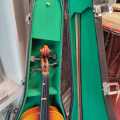 Used 4/4 Bestler Violin with leather Hard Case, Soft Case, Bow, Rosin Full Size with Hard Case, Rosin, Bow High Quality Imported Violin For Beginners, Kids & Adults - Kit For Student, Bow - Starter Violins, Wooden Stringed Musical Instruments. 