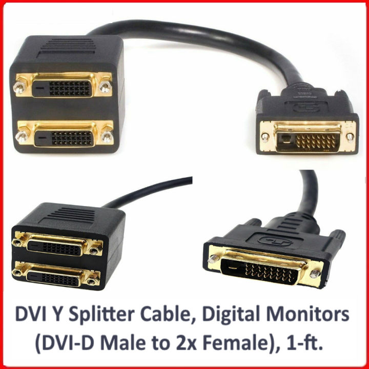 DVI%20Y%20Splitter%20Cable,%20Digital%20Monitors%20(DVI-D%20Male%20to%202x%20Female),%201-ft.%20-%20Image%205
