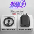 Original 45W Quick Charger For Samsung Galaxy S22 S23 S24 Ultra S21 S20 FE S10 Note 20 Plus A71 A80 Type C Fast Charging Cable. 