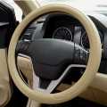 Leather Steering Wheel Cover Universal Fit Soft Breathable Steering Wheel Wrap (Beige). 