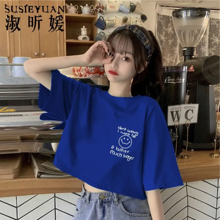 Shu%20Xinyuan%20100%25%20Cotton%20Summer%20Korean%20Style%20Short%20Sleeve%20T%20Women's%20T-shirt%20New%20Cropped%20Short%20All-Match%20Printed%20Top%20ins%20Tide%20-%20Image%207