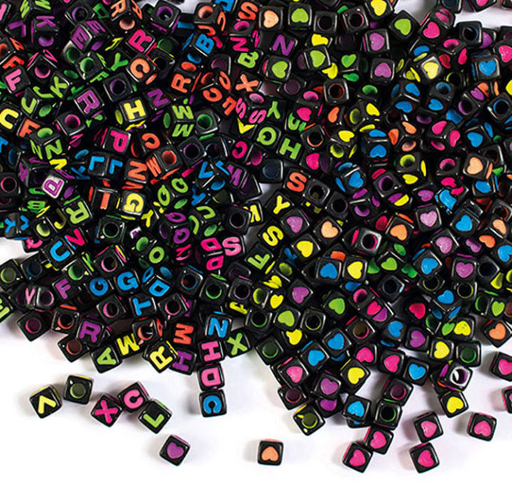 20 pieces Random Letter Beads black for bracelets and diys