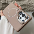 NEW Desert Titanium Gold lens frame holder magnetic silicone case for Samsung Galaxy S25 S24 Ultra magsafe charging soft back cover. 
