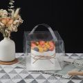 4 Sizes Transparent Cake Square Boxes / PET Paper Bottom Dissert Cake Case Packaging Box for Wedding Birthday Party Decor. 