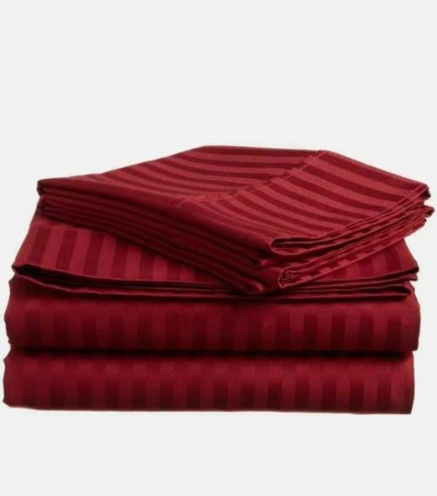 Egyptian Cotton Striped Bedsheets Maroon Colour
