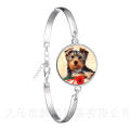 Agile Dog Bracelet French Bulldog Cocker Spaniel Look Like Cute Cuddly Silver Plated Chain Bangle Glass Dome Men Women Jewelry. 